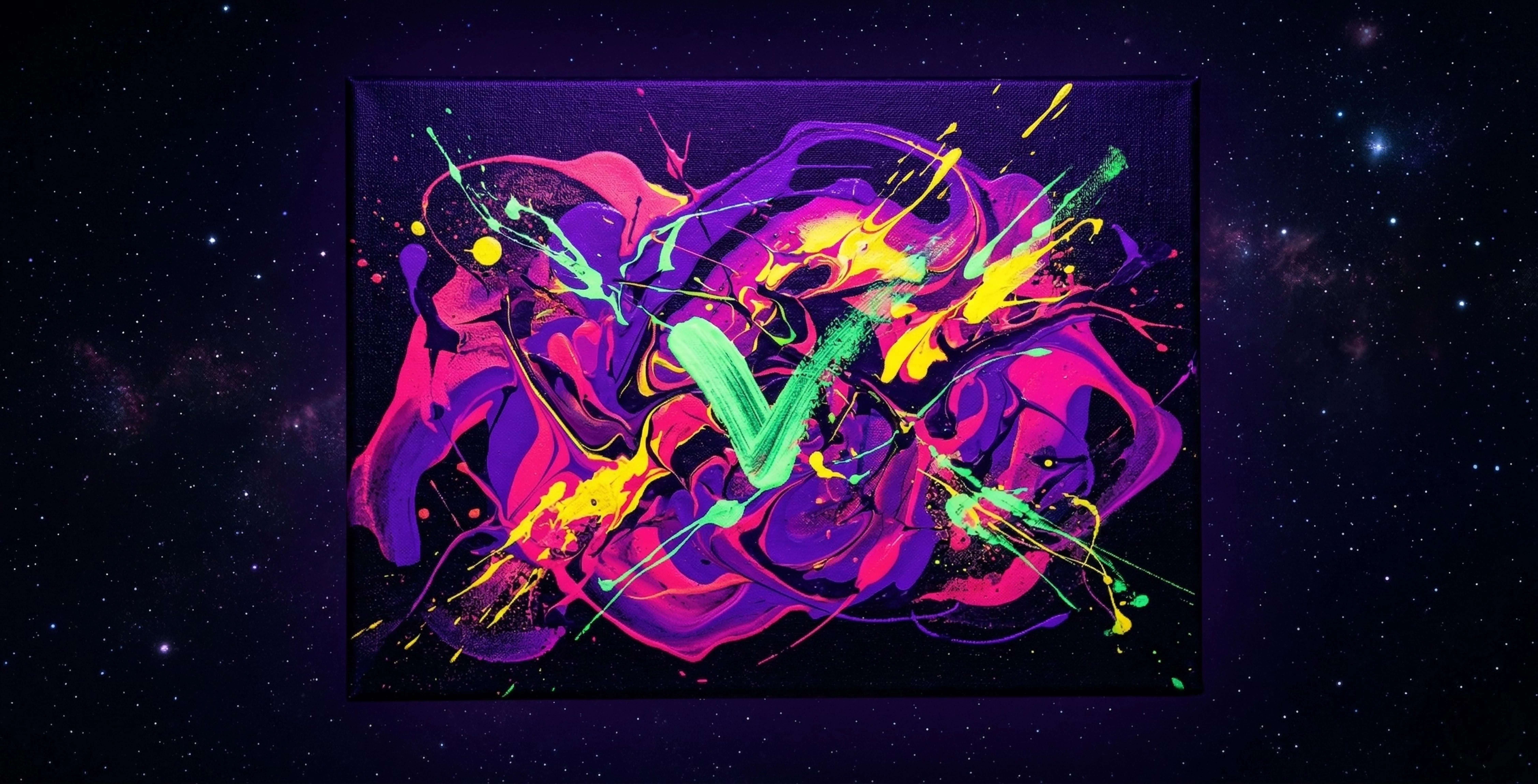 Finished neon canvas under blacklight